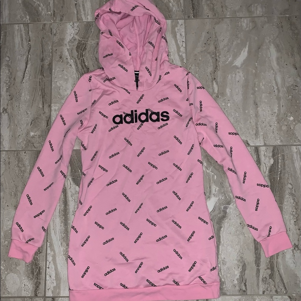 Adidas: pink long sweater dress